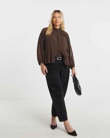 Simply Be Chocolate Crinkle Georgette Blouse