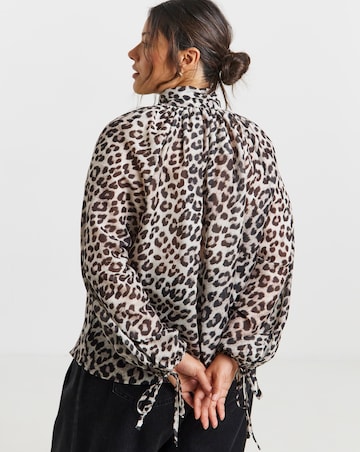 Simply Be Leopard Blouse With Pussybow Neck