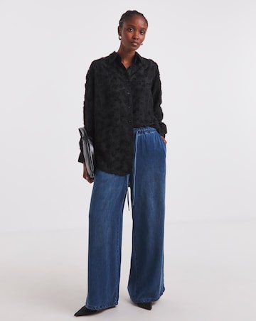 Simply Be Black Textured Fluffy Shirt