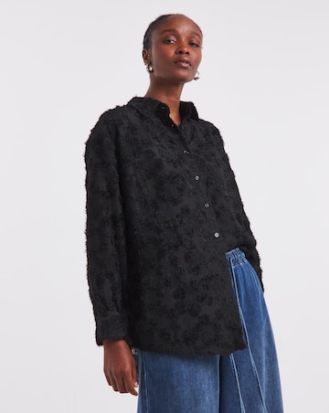 Simply Be Black Textured Fluffy Shirt