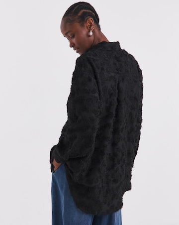 Simply Be Black Textured Fluffy Shirt