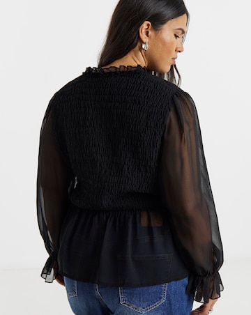 Simply Be Shirred Georgette V-Neck Blouse