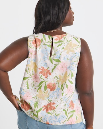 Floral Linen Blend Vest Top