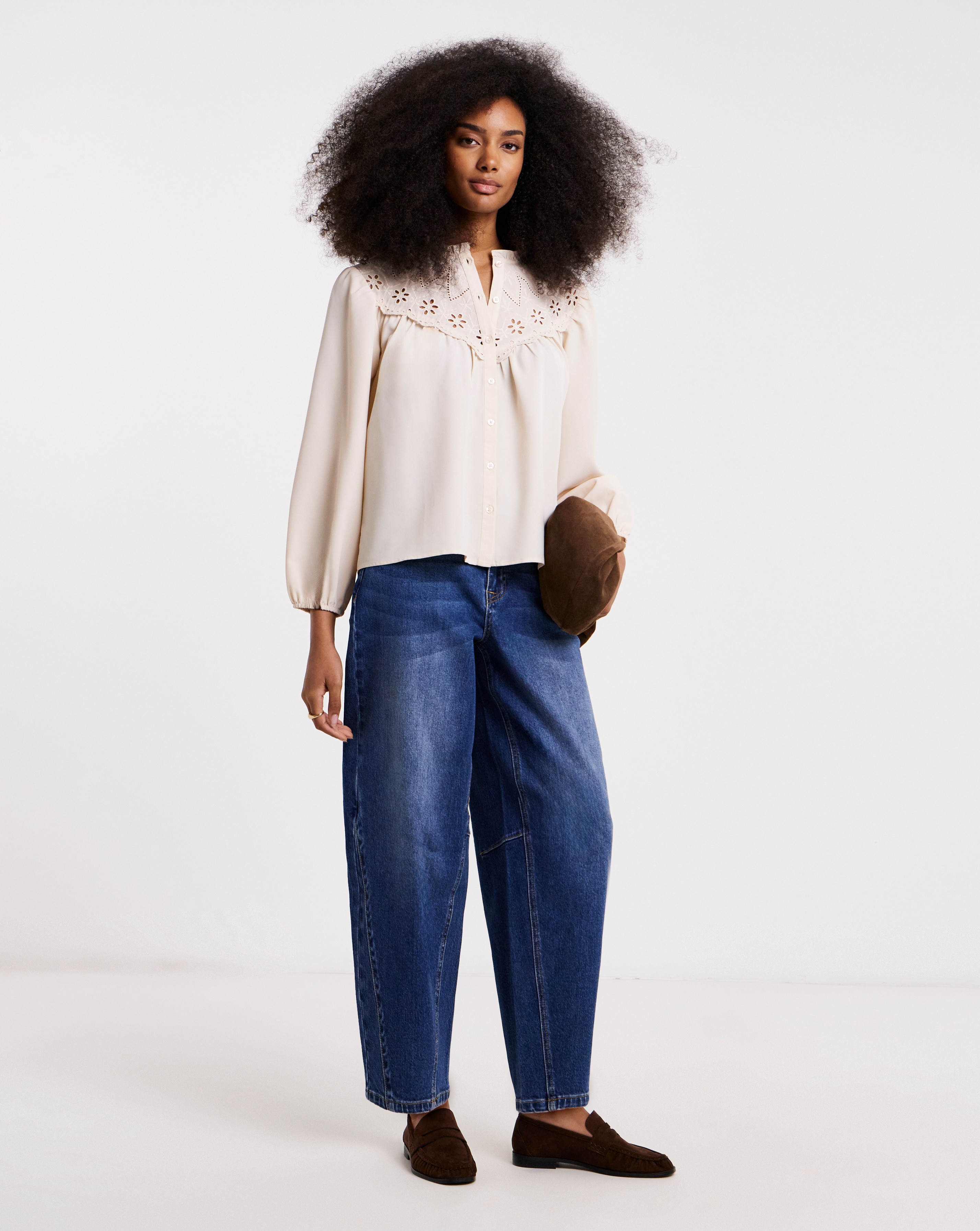 New In - Simply Be Broderie Yoke Blouse