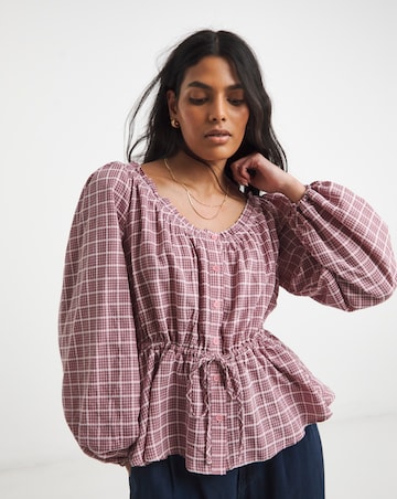 Simply Be Cinch Waist Prairie Blouse