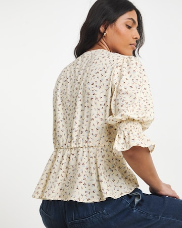 Simply Be Shirred Sleeve Tea Blouse