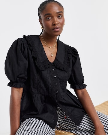 Black V Neck Collar Blouse