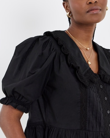 Black V Neck Collar Blouse
