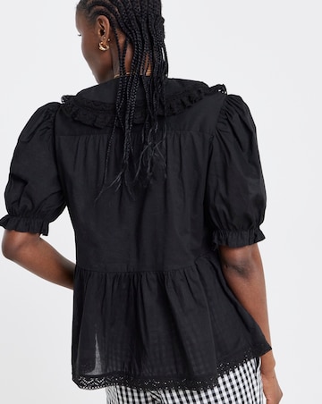 Black V Neck Collar Blouse