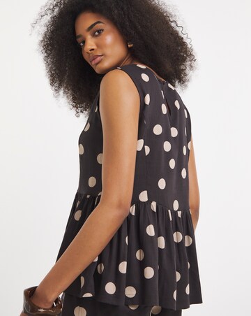 Chocolate Spot Print Peplum Shell Top