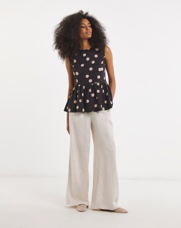 Chocolate Spot Print Peplum Shell Top