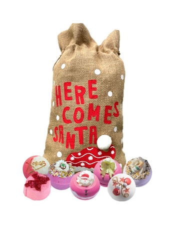 Bomb Cosmetics Here Comes Santa Bath Bomb Sack