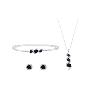 Jon Richard Sapphire And Crystal Twist Drop Set - Gift Boxed