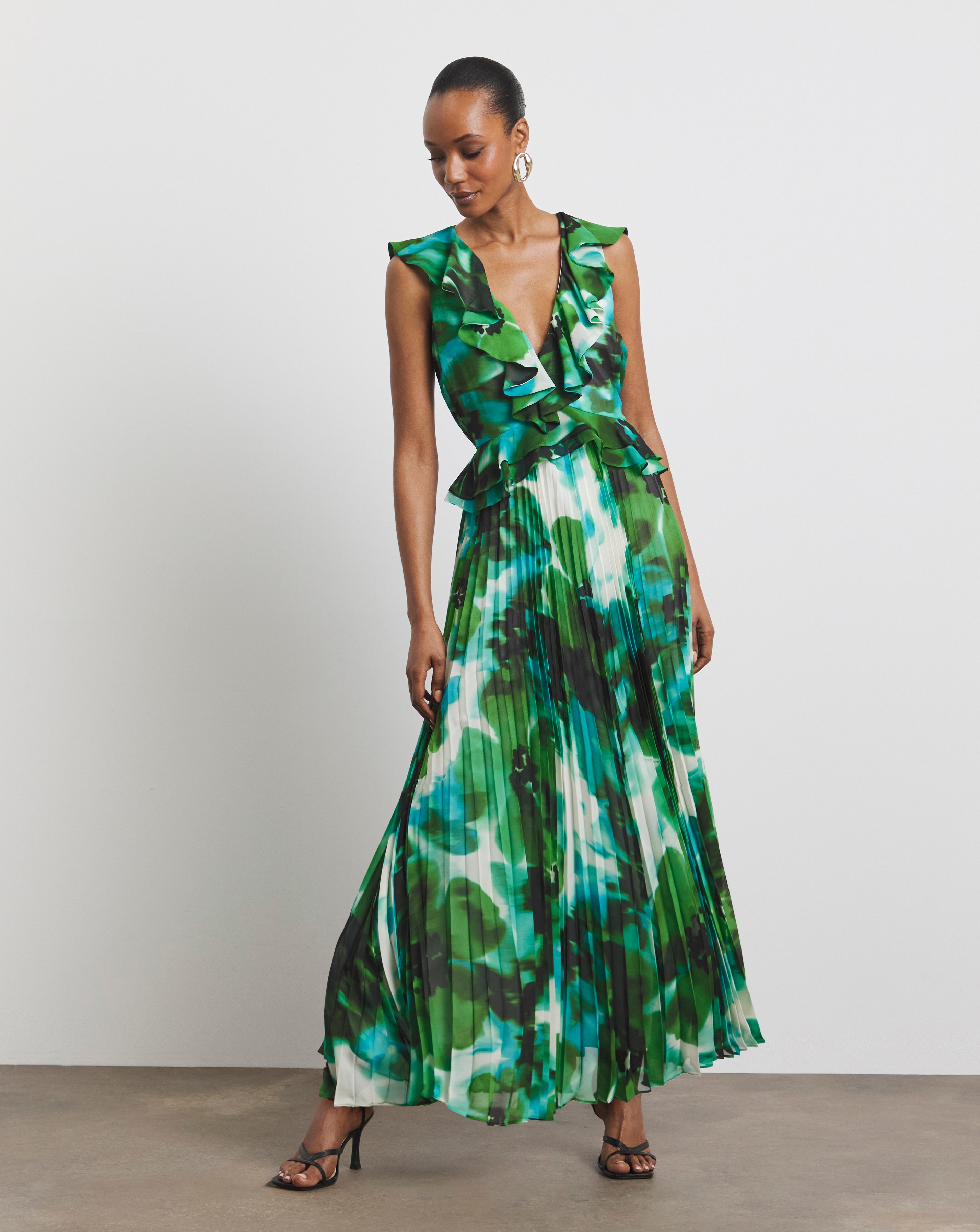 Joanna Hope Ruffle Pleated Dress