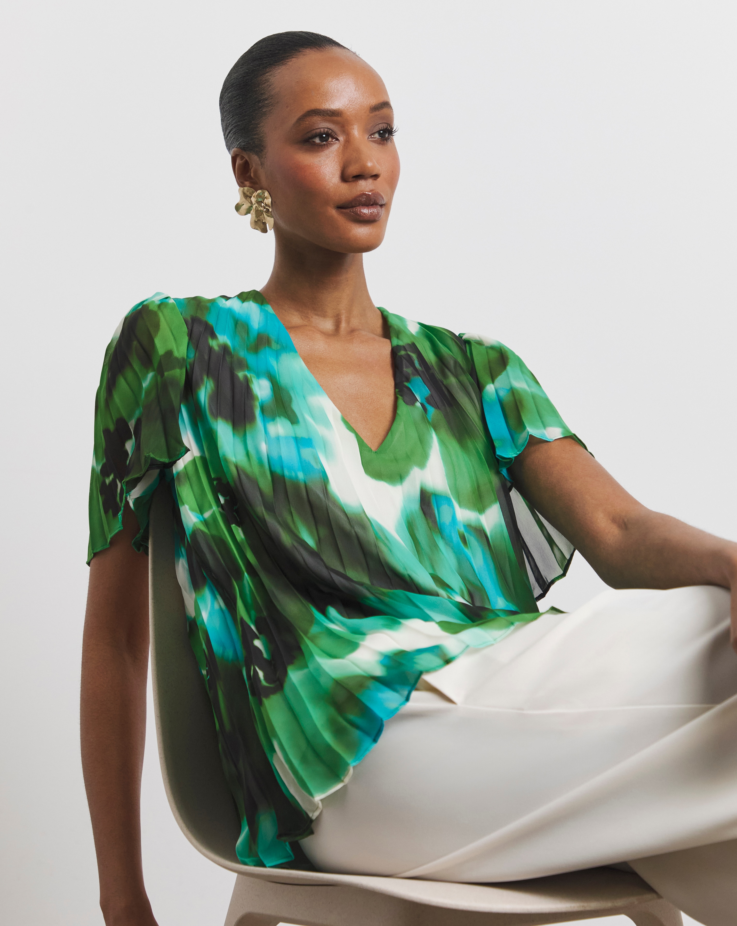 Joanna Hope Pleated Chiffon Blouse