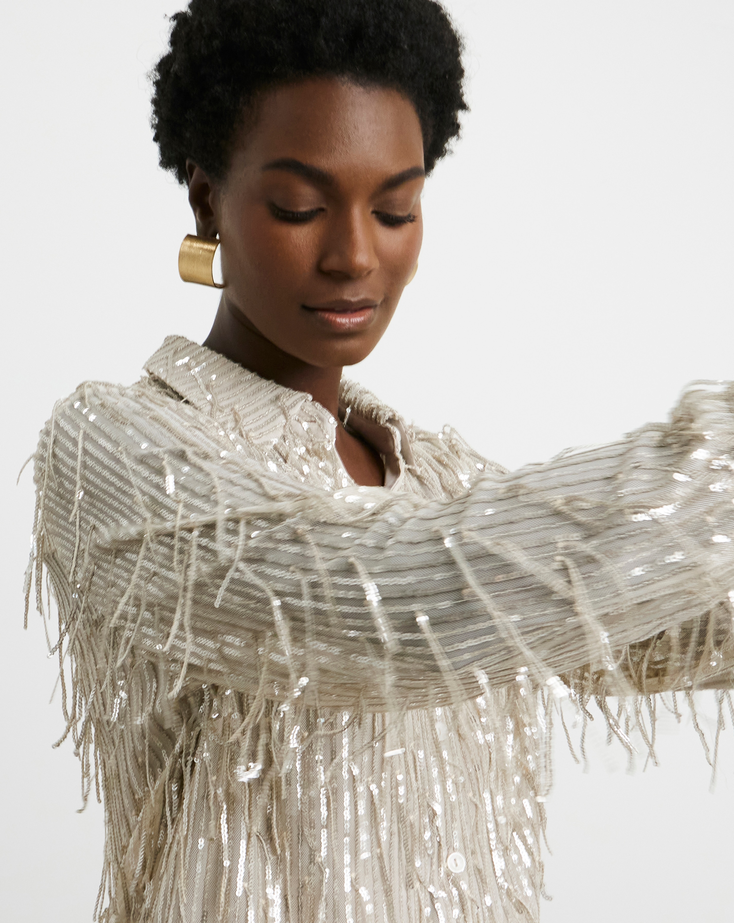 Joanna Hope Tassle Sequin Shirt