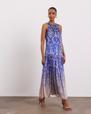 Joanna Hope Printed Halter Neck Dress With Metallic Thread