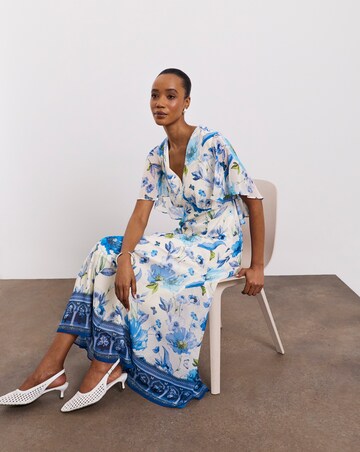 Joanna Hope Cape Sleeve Printed Tea Dress