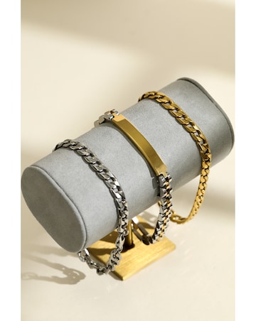 Inicio Men's Waterproof Gold Plated Curb Chain Bracelet - Gift Pouch