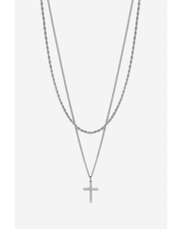 Inicio Men's Steel Waterproof Double row Cross Necklace - Gift Pouch