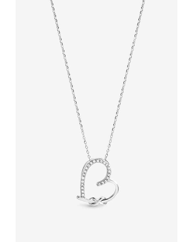 Inicio Silver Pave Open Heart Necklace