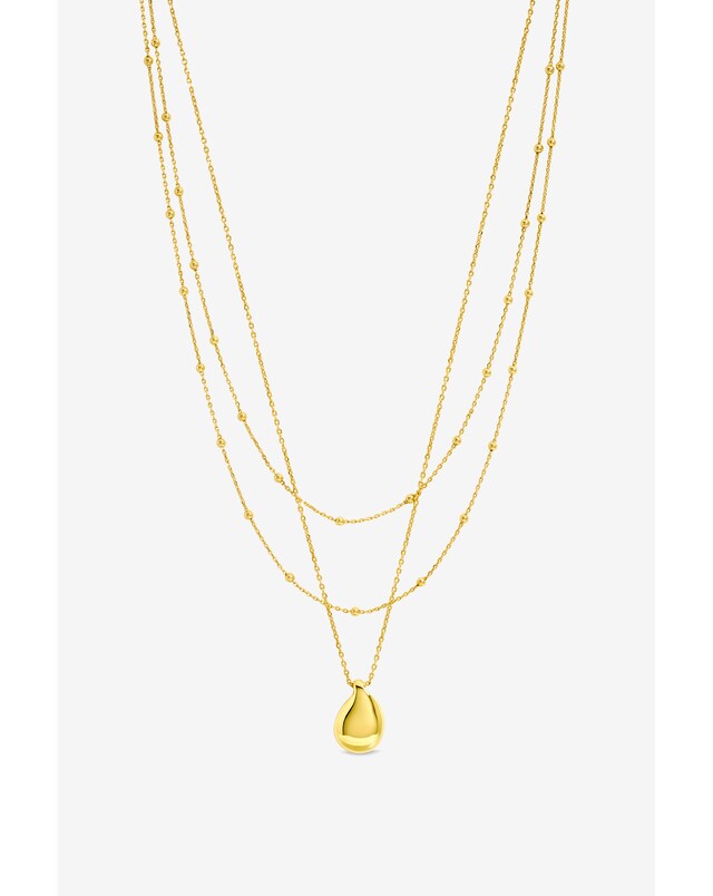 Inicio Gold Double Row Station Droplet Necklace