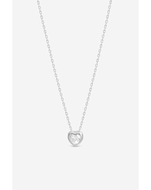 New In - Silver Bezel Heart Necklace