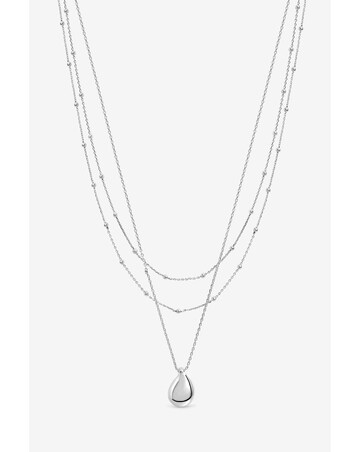 Inicio Silver Double Row Station Droplet Necklace