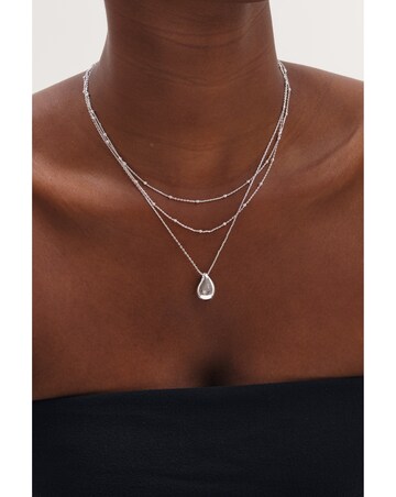 Inicio Silver Double Row Station Droplet Necklace