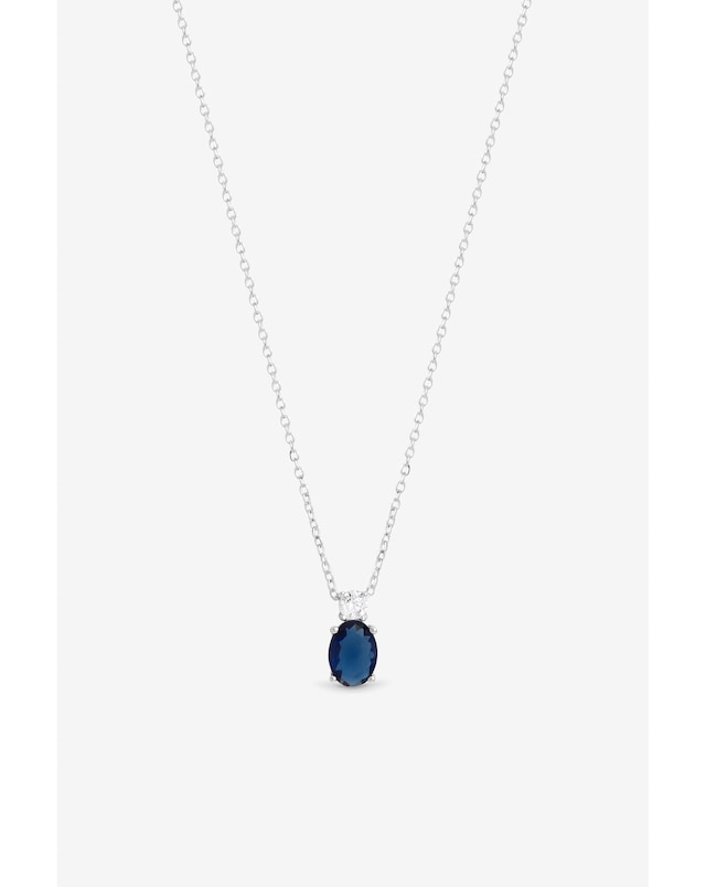 Simply Silver 925 Sterling Silver Sapphire Pendant - Gift Pouch