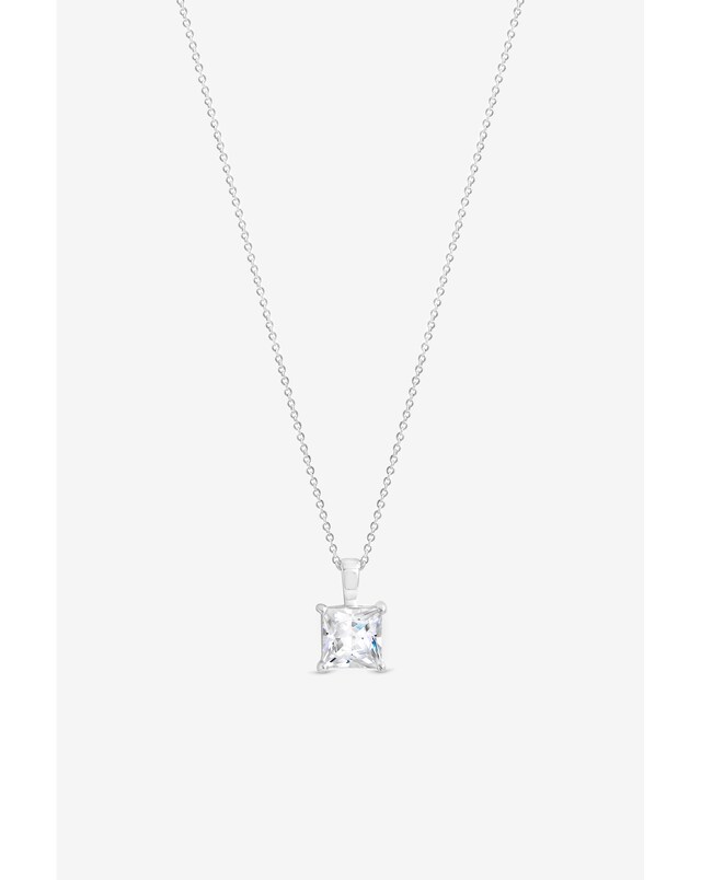 Simply Silver 925 Sterling Silver Princess Cut Pendant - Gift Pouch