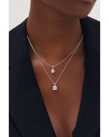 Simply Silver 925 Sterling Silver Princess Cut Pendant - Gift Pouch