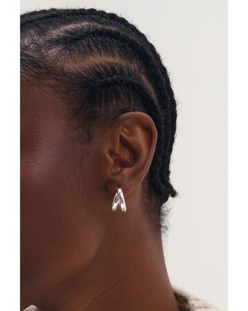 Inicio Silver Double Row Hoops
