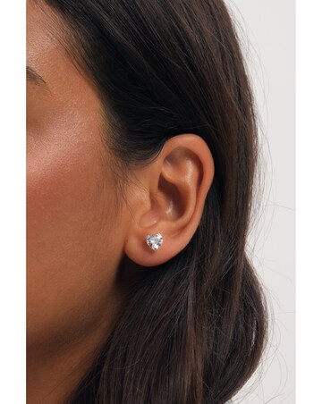 Simply Silver 925 Sterling Silver Mini 5mm Cubic Zirconia Heart Studs