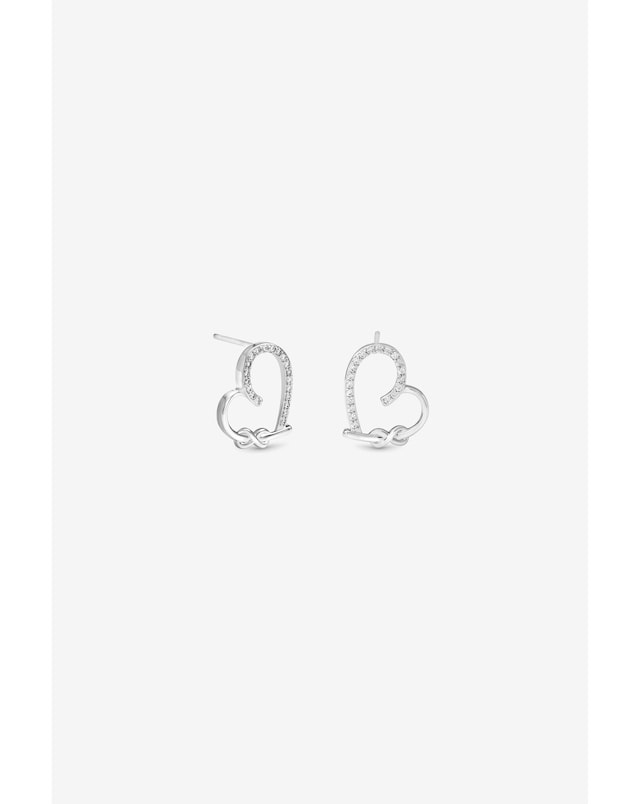 Inicio Silver Pave Open Heart Studs