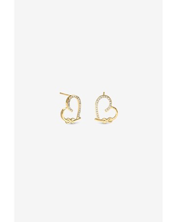 Inicio Gold Pave Open Heart Studs