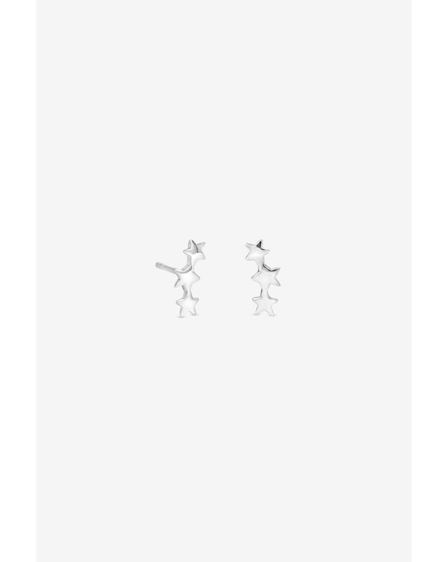 Simply Silver 925 Sterling Silver Polished Three Star Climber Earrings