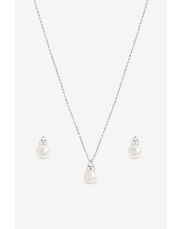 Simply Silver 925 Sterling Silver Freshwater Pearl Set - Gift Box