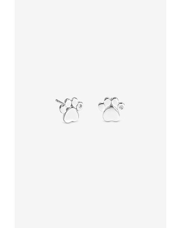 Simply Silver 925 Sterling Silver Paw Print Stud Earrings