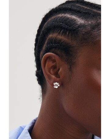 Simply Silver 925 Sterling Silver Paw Print Stud Earrings
