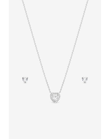Simply Silver 925 Sterling Silver Halo Heart Set - Gift Box