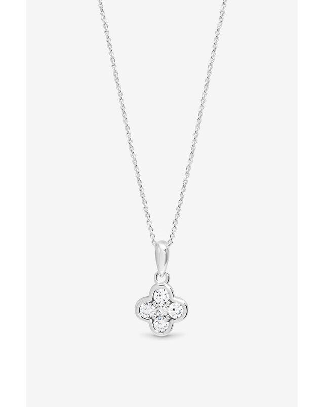 Simply Silver 925 Sterling Silver Cubic Zirconia Clover Pendant - Gift Pouch