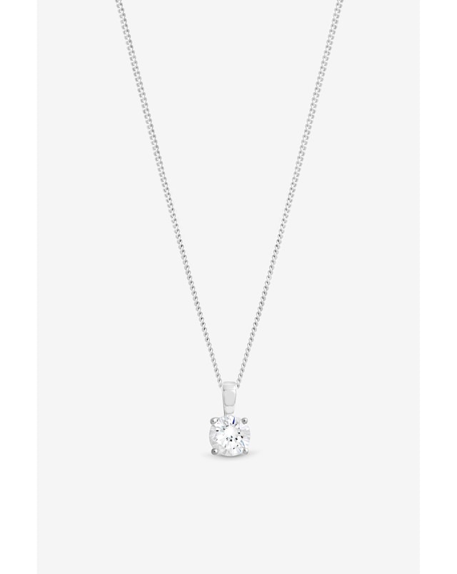 Simply Silver 925 Sterling Silver Cubic Zirconia Solitaire Pendant - Gift Pouch