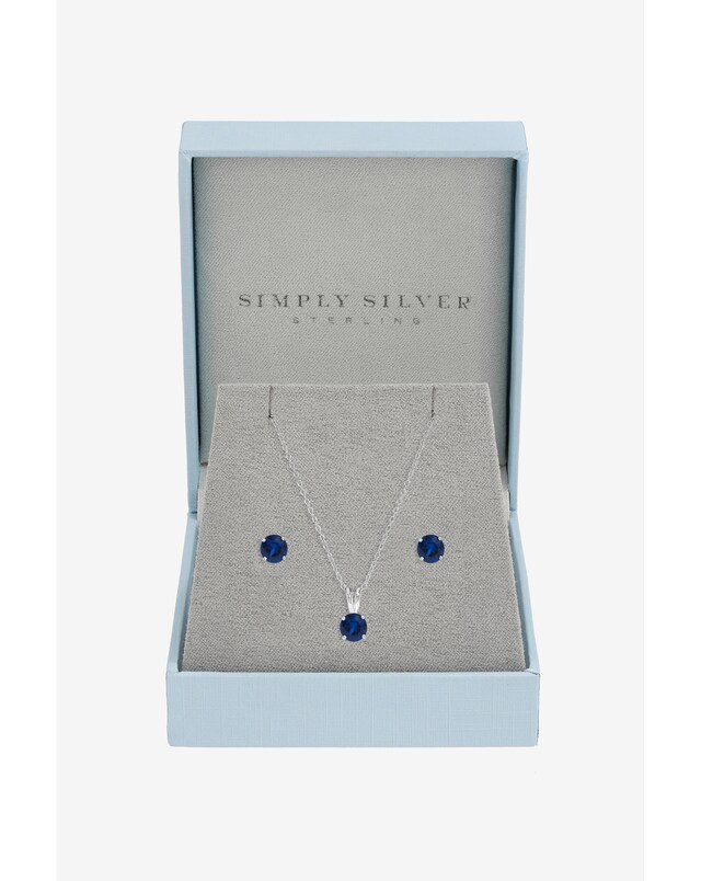 New In - Silver Sapphire Solitaire Set
