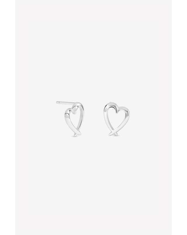 Simply Silver 925 Sterling Silver Crossover Heart Stud Earrings