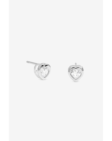 Simply Silver 925 Sterling Silver Bezel Heart Stud Earrings