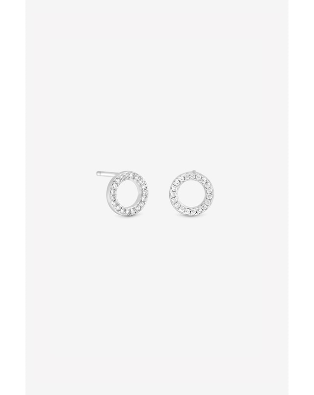 Simply Silver 925 Sterling Silver Cubic Zirconia Open Circle Stud Earrings