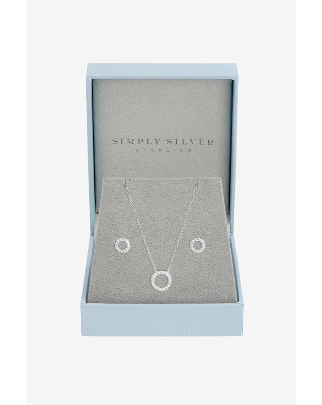Simply Silver 925 Sterling Silver Open Circle Set - Gift Box
