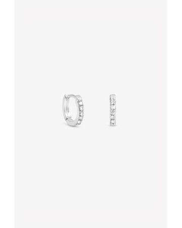 Simply Silver 925 Sterling Silver Cubic Zirconia Mini 10mm Hoops