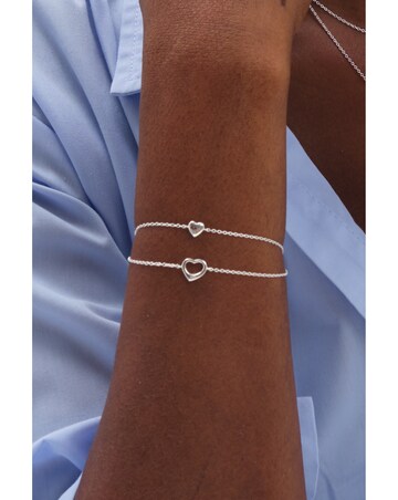Simply Silver 925 Sterling Silver Open Heart Bracelet - Gift Pouch